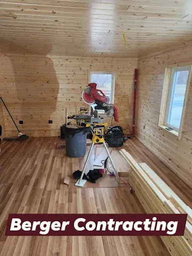 Knotty pine interior remodel with new hardwood flooring